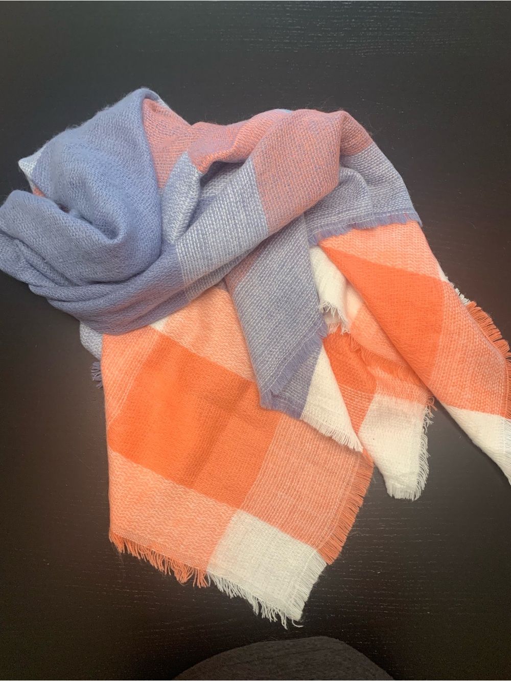Soft Large Colorblock Scarf in Coral, Lavender & White - Large Square Piece